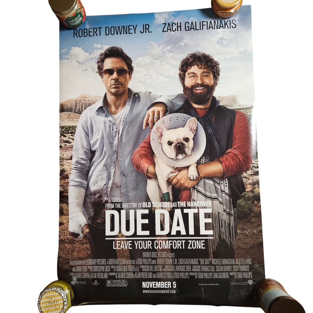 Due Date 2010 Original‎ Movie Poster 27x40 Robert Downey Jr Galifianakis D/S
